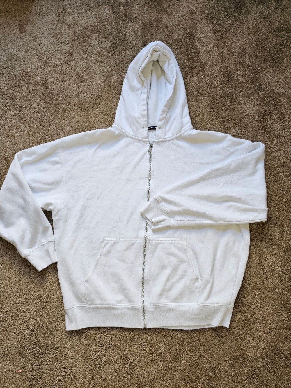 Brandy Melville White Full-Zip Hooded Sweater